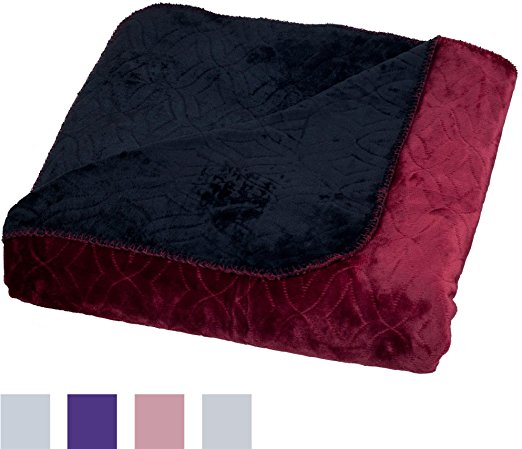 Lavish Home Super Warm Flannel-Like Reversible Blanket, Full/Queen, Red/Black