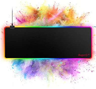 RGB Mousepad, Large Extended Led Mousepad with 14 Lighting Modes, Non-Slip & Waterproof Rubber Base Computer Keyboard Pad Mat(31.5"x11.8")