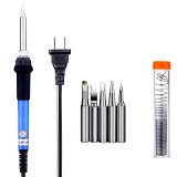 Vastar 60W 110V Adjustable Temperature Welding Soldering Iron with 5pcs Different Tips and additional Solder Tube for Variously Repaired Usage
