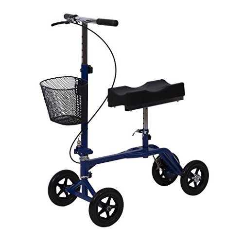 HomCom Steerable Knee Walker Scooter w/ Basket - Blue