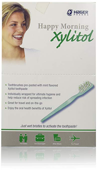 Hager Pharma Happy Morning Toothbrush with Xylitol, 50 Count