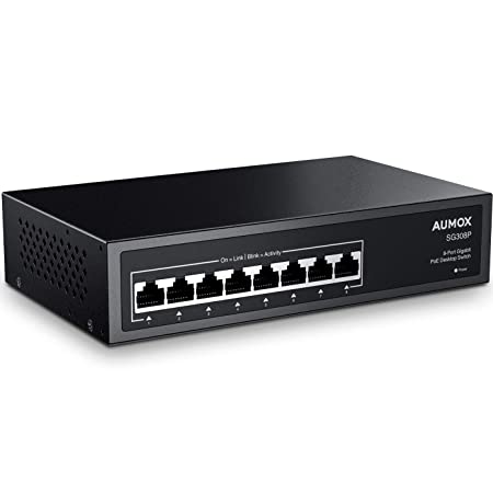 Aumox 8 Port Gigabit POE Switch, 8 Port POE 120W, Gigabit Ethernet Unmanaged Network Switch, Plug and Play, Sturdy Metal Housing, Traffic Optimization (SG308P)