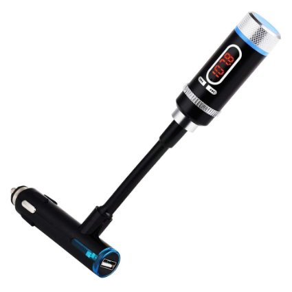 iClever Wireless Bluetooth FM Transmitter with Car Charger Adapter Cigarette Lighter Handsfree Car Kit with Hands-Free Calling Music Control and Charging Port for Samsung Galaxy S 43 Galaxy Note 32 Nexus 54 iPhone 5S5C iPad Air Mini 2 HTC One Blackberry Z10 SONY Android Cell Phone MP3 Players and other Devices