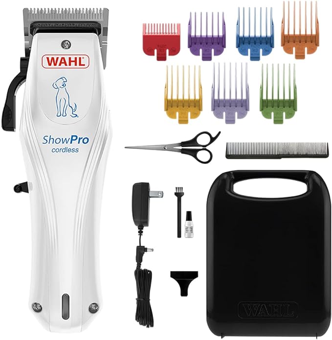 Wahl Canada Show Pro Rechargeable Lithium Clipper, Cord/Cordless for continuous use, Lightweight for better comfort, Quiet running for noise sensitive pets - Model 58153 White