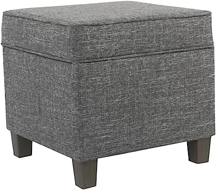 Homepop Home Decor | K7342-F2182 | Classic Square Storage Ottoman with Lift Off Lid | Ottoman with Storage for Living Room & Bedroom, Slate Grey