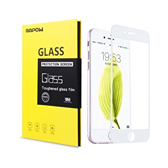 QQPOW 4.7" 9H Full Cover Tempered Glass Protector for iPhone 6 iPhone 6s Screen Protector Premium HD 0.26mm Round Angle Anti Fingerprint Screen Glass (White)