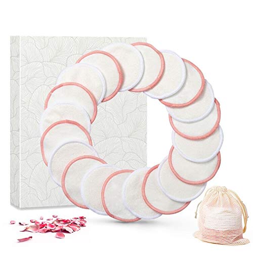 G-Color Reusable Makeup Remover Pads, Bamboo Fiber Makeup Remover Pads Velvet Super Soft Remover Pads Reusable Washable Facial Cleansing Cloths Eye and Face Makeup Pads with Laundry Bag (20 Pack)