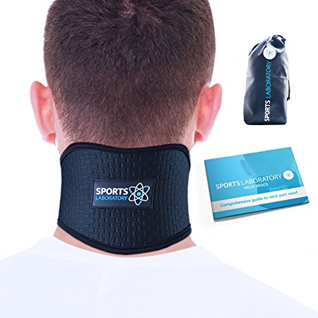 SPORTS LABORATORY Neck Support Brace for Neck Pain with Self Heating Magnets & Tourmaline Adjustable Cervical Collar (Large)