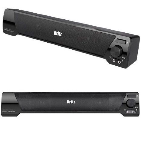Britz Computer 2ch Stereo Soundbar Speaker Ba-r9 USB Power 3.5mm 6w Headphone Jack Microphone Jack