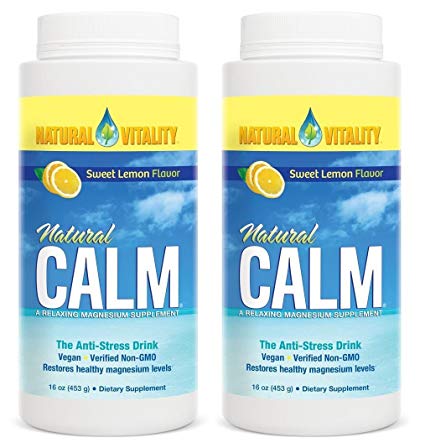 Natural Vitality Natural Magnesium Calm, Lemon (2 Bottles of 16 Ounce)