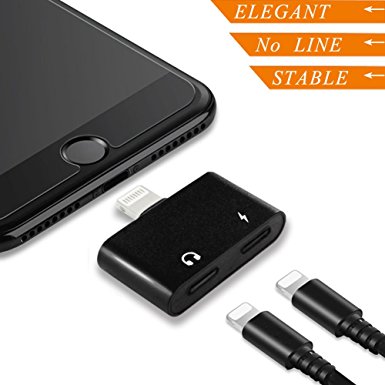 Astrn Premium 2 In 1 Lightning Adapter for IPhone 7/ 8/ X, Audio and Charge Adapter, IPhone Splitter, Headphones Jack Charge and Audio Splitter, IPhone Headphone Adapter Minimal. (Love MEI, Black)