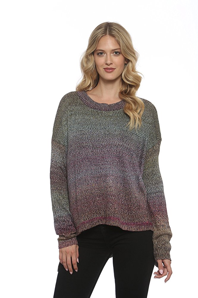 Cotton Emporium Rainbow Crew Pullover Sweater for Women - (100% Acrylic, Graceful Style, Sizes from S-XL)