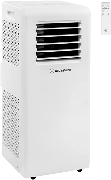 Westinghouse WPac8000 8000 BTU ASHRAE/5200 BTU DOE Portable Air Conditioner For Rooms Up To 200 Square Feet, Home Dehumidifier, 3-Speed Fan, Programmable Timer, Remote Control, Window Installation Kit