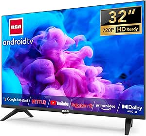 RCA Smart TV 32 Pouces (80 cm) WiFi Bluetooth Android Connectée Télévision avec Netflix, Prime Video, Disney , Triple Tuner (DVB-T/T2, DVB-C, DVB-S/S2), Chromecast Built-in, SRA32HQ1, 2024