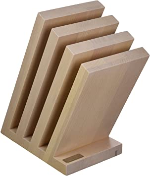 Artelegno Magnetic Knife Block Solid Beech Wood 4 Panel, Luxurious Italian Venezia Collection by Master Craftsmen Displays Most  9-Piece High-End Knife Sets Elegantly, Eco-friendly-Whitewash Finish