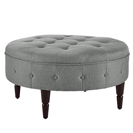 Dorel Living Patty Round Ottoman, Light gray