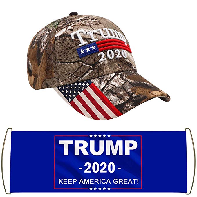 Donald Trump 2020 Keep America Great Patterned USA Caps Adjustable Baseball Bucket Hats with Slogan Hand Flag