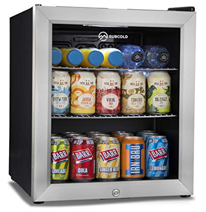 Subcold Super50 LED – Mini Fridge Black | 49L Beer, Wine and Drinks Fridge | LED Light   Lock and Key | Low Energy A  (Stainless Steel)