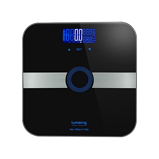 Body Fat Scale,Lumsing Smart Digital Body Weight Monitor High Precision 400lbs Capacity Measures Weight, Body Fat, BMI, Water, Muscle and Bone Mass (Black)