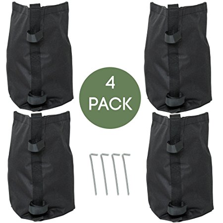 Pop Up Canopy Weights - Set of 4 Weight Bags, Includes 4 Stakes - Waterproof Leg Weights for Canopy Shade Tents