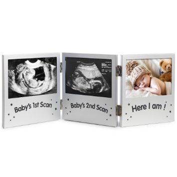 VonHaus Triple Picture Frame for UltrasoundSonogram Images and Baby Photo