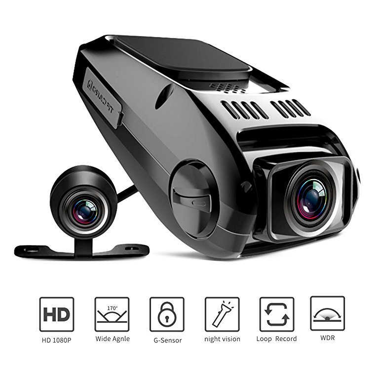 Dual Dash Cam, Tryace T8P Full HD1080P 170 Degree Wide Angle Dashboard Camera Recorder With G-Sensor,WDR,Loop Recording,Super Night Vision Front and Rear Car Dash Camera