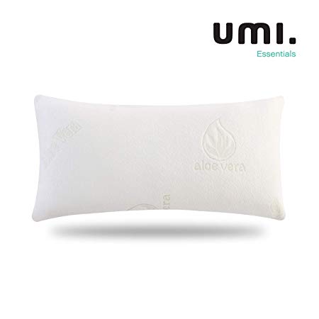 Umi. Essentials Shredded Memory Foam Pillow For Sleeping Cervical Certipur Cooling Hypoallergenic antimicrobial Orthopedic Ergonomic Pillow washable Aloe Vera cover In White(70x35cm)