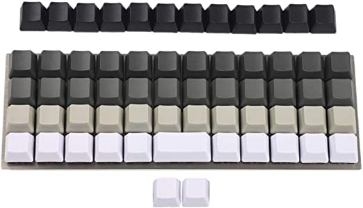 YMDK Planck Niu40 Preonic Keyset White Gray Black Gradient Laser-Etched OEM Keycap 1.5mm Thickness PBT (Blank) (Only Keycap)