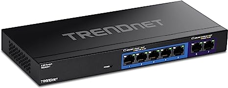 TRENDnet 7-Port Multi-Gig Switch, 5 x 1G RJ-45 Base-T Ports, 2 x 2.5G RJ-45 Ports, 20Gbps Switching Capacity, Wall Mountable, Plug & Play, Network Ethernet Switch, Lifetime Protection, Black,TEG-S327