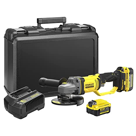 STANLEY FATMAX SCG400M2K-B1 20V 4.0Ah 100mm Cordless Brushed Grinder with 2pcs Batteries & 1pc Charger