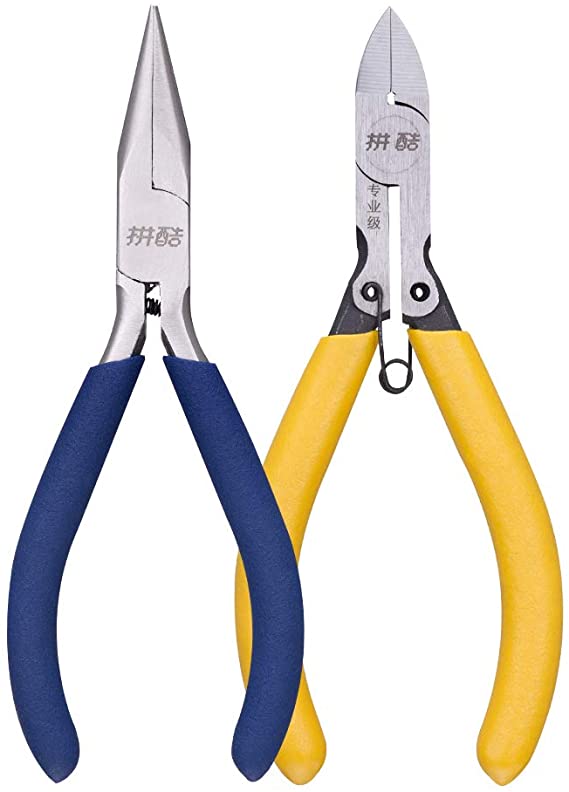 2ps DIY Tool Kits-Clipper and Needle Nose Pliers-Piececool Professional 3D Jigsaw Puzzles Metal Model DIY Kits Assembling Cutting and Bending Tools-Yellow Sets