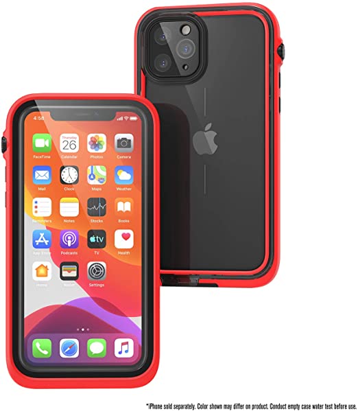 Waterproof Case for iPhone 11 Pro with Lanyard, Clear Back, Military Grade Quality, 33ft Waterproof, 6.6ft Drop Proof, Built-in Screen Protector, Retail Packaging - Flame Red