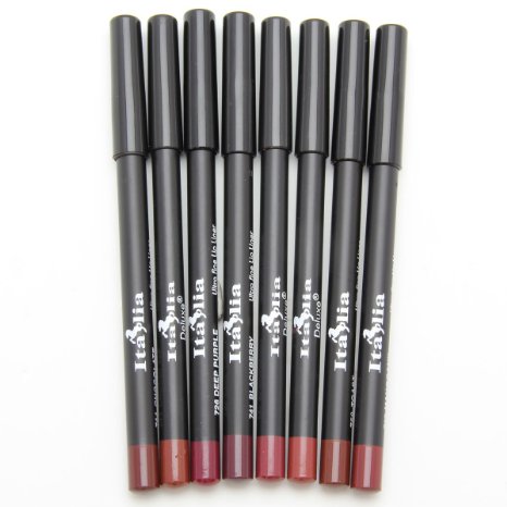 8 Colors of Italia Deluxe Lip Liner Set H - Travel Size (5") Ultra Fine Pencils - Mighty Gadget Collection H