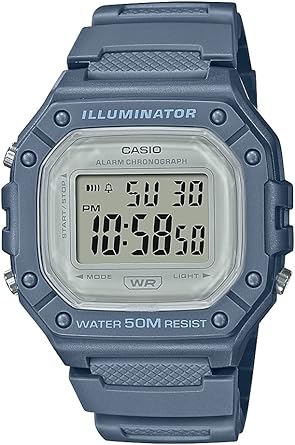 Casio Illuminator Alarm Chronograph Digital Sport Watch (Model W218HC-2AV) (Blue), Medium Blue, Chronograph,Digital