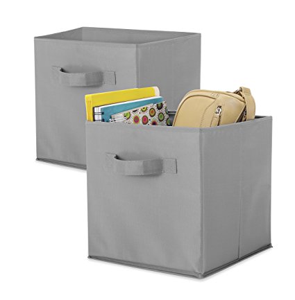 Whitmor Collapsible Cubes-Set of 2, Paloma Gray, 10"x10"x10"