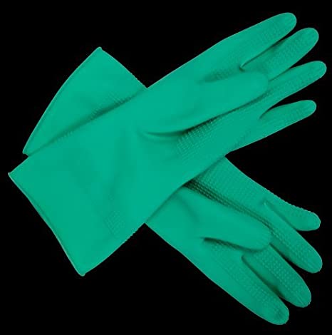 Application(donning) Rubber Gloves - ridged, S, Green Gloves
