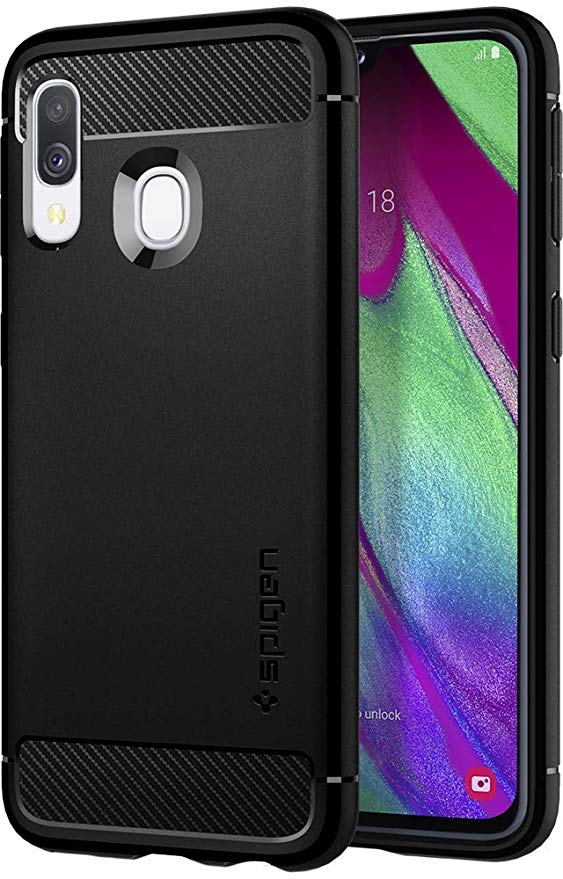 Spigen Rugged Armor Compatible for Samsung Galaxy A40 Case Cover - Black