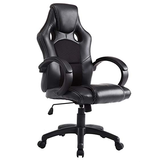 Cloud Mountain Office Executive Chair Desk Chairs Computer Chair PU Leather High Back Tall Chair for Office Ergonomic Racing Gaming Swivel Adjustable Chair, Black