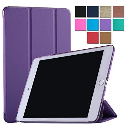 iPad Pro 9.7 2016 Case Tri Fold Ultra Slim Fit Smart Shell Protective DuraSafe Premium Cover Auto Sleep/Wake, Multi-Angle Stand, Lightweight - Apple iPad Pro 9.7 Inch (A1673, A1674, A1675) – Purple