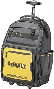 DEWALT Rolling Tool Backpack with Wheels, Telescopic Handle, 46 Pockets, Water Resistant Compartment (DWST560101)