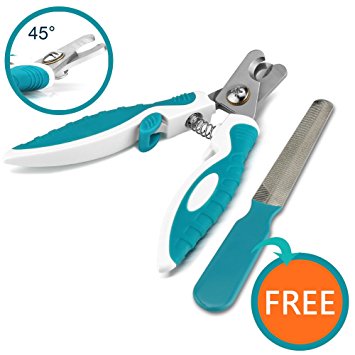 Rosmax Dog Nail Clippers and Trimmer - With Quick Safety Guard to Avoid Overcutting - Sturdy Non Slip Handles - For Small Medium Large Breeds - Free Nail File Included