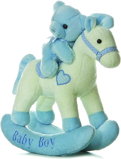 ebba™ Melodious Musicals! Baby Boy Rocking Horse™ Baby Stuffed Animal - Musical Entertainment - Engaging Play - Blue 12 Inches