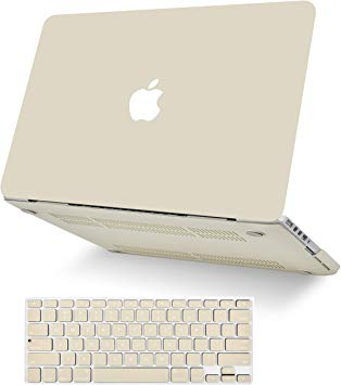 KECC Laptop Case for MacBook Pro 13" (2020/2019/2018/2017/2016) w/Keyboard Cover Plastic Hard Shell A2159/A1989/A1706/A1708 Touch Bar 2 in 1 Bundle (Cream)