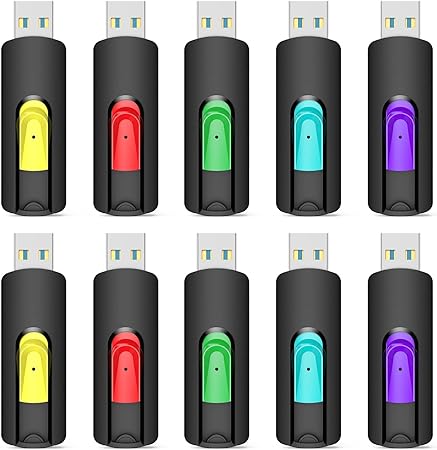 Aiibe 128GB Flash Drive 10 Pack 128GB USB Flash Drive USB Drive Thumb Drives 128GB USB 2.0 Memory Stick Jump Drive (10 Pack, Red Green Cyan Yellow Purple)