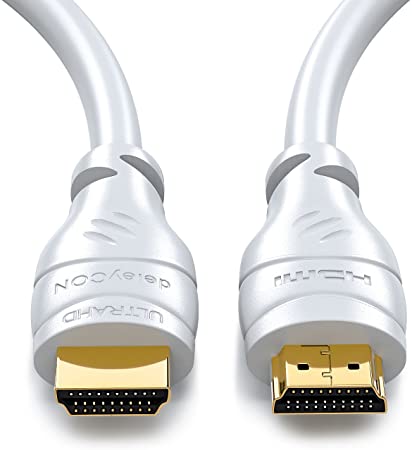 deleyCON 10m (32.81 ft.) HDMI Cable Compatible with HDMI 2.0a/b/1.4a 4K UHD 2160p (4096x2160 Pixels) Full HD HDTV 1080p HDCP Dolby Ethernet LCD LED OLED - White