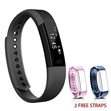 NAKOSITE SB2433 Best Fitness Tracker Pedometer Activity Tracker Smart Bracelet, Step Counter, Calorie Counter, Sleep Monitor, Distance, Sport Watch, with Walking and Running App from VeryFit for iPhone and Android phones (Bluetooth 4.0 for Android 4.4 or IOS 7.1 and above ONLY). PLUS: SMS, Caller ID, Alarm Alert, Anti-Phone Loss, Find Phone, Take Photos, SNS Alerts such as Whatsapp and Facebook. Colour Black. Bonus: Fitness Ebook
