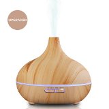 Essential Oil Diffuser VicTsing 300ml Oil Diffuser New Wood Grain Cool Mist Ultrasonic Diffuser with 7-color LED Lights Changing and Waterless Automatic Power Off for SPAYoga HomeOffice