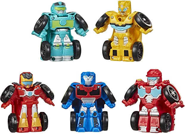 Playskool Heroes Transformers Rescue Bots Academy Mini Bot Racers Converting Robot Toy 5-Pack, 2-Inch Collectible Toy Cars (Amazon Exclusive)