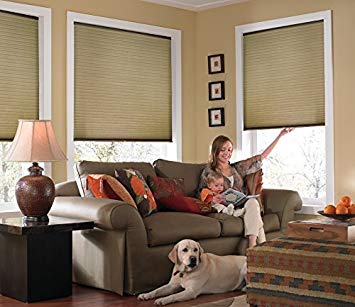 Windowsandgarden Custom Cordless Single Cell Shades, 43W x 43H, Amber, Any size from 21" to 72" wide and 24" to 72" high Available