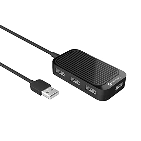 Portronics Mport 4D USB 2.0 Hub with 4 Ports, Plug & Play, Data Transfer Upto 480Mbps for Laptop & Computer(Black)